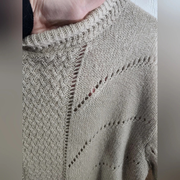 Chelsea & Violet wool mohair blend peek through eyelit knit sweater stretch LG - Picture 9 of 13